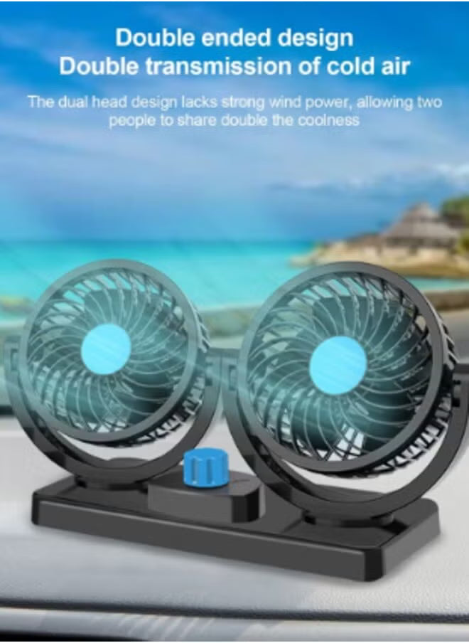 Portable Electric Car Fans 360 Degree Rotatable 2 Speed Five Blade 12V Cooling Air Fan for SUV, RV, Vehicles