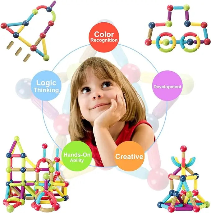 clickNcart™ kids-magnetic-stick-toy-balls-building-blocks