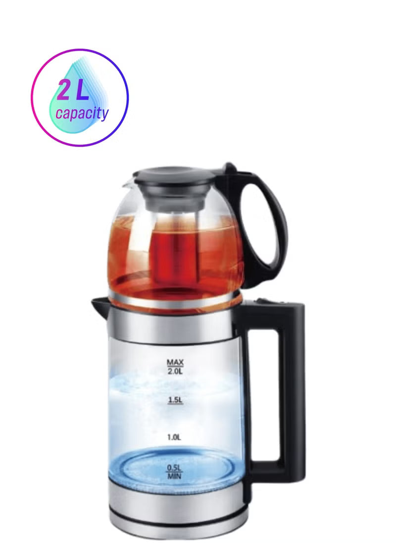 2L Electric Kettle with 0.8L Steam Tea Pot