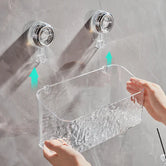 clickNcart™ no-drill-clear-wall-caddy-suction-cup-storage-innovation