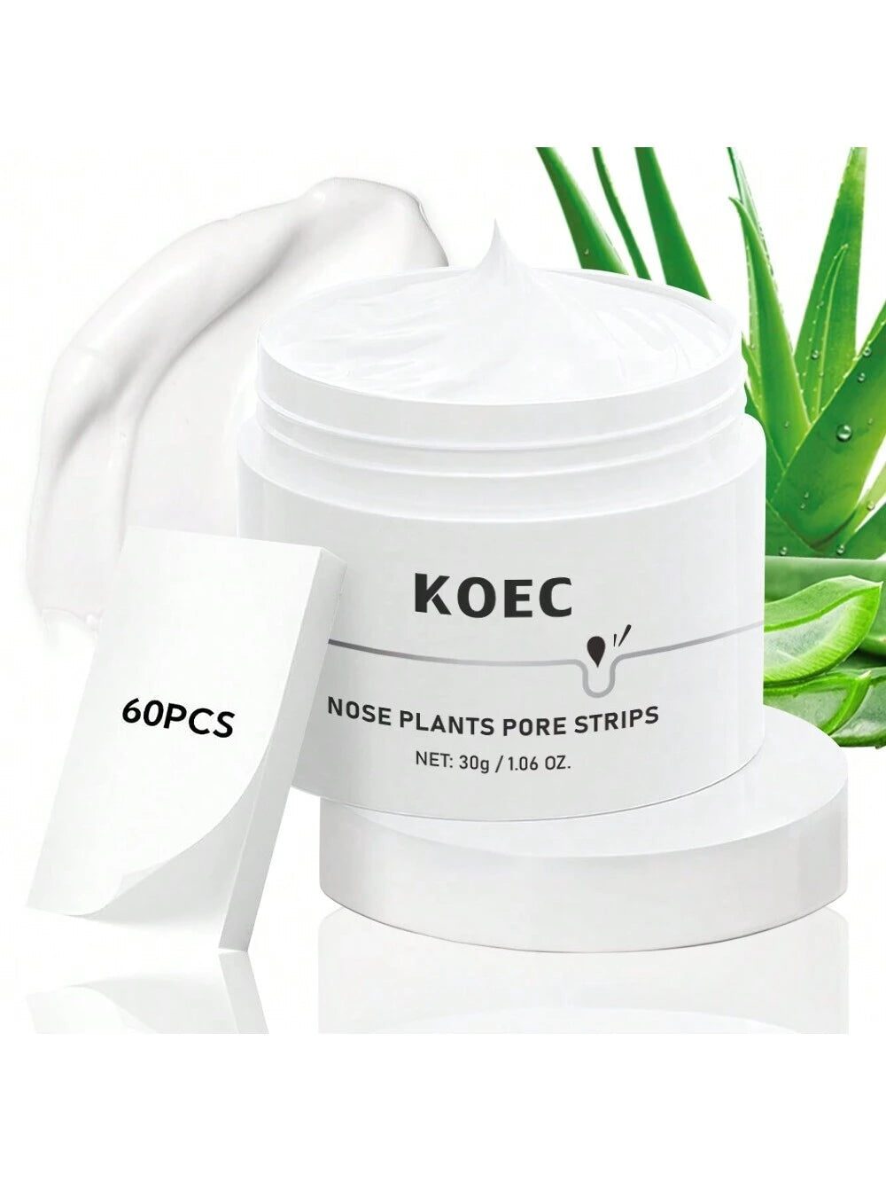 KOEC Blackhead Remover Nose Strips 30g, Deep Pore Skin Cleansing Peel Off Mask with 60 Nose Cleansing Stickers